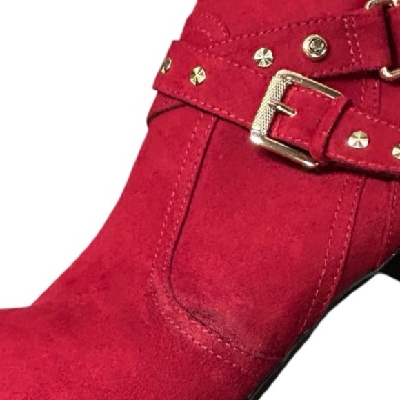 GUESS Women’s Red & Gold Studded Stiletto Ankle Boots – Size 9.5 - Picture 14 of 14